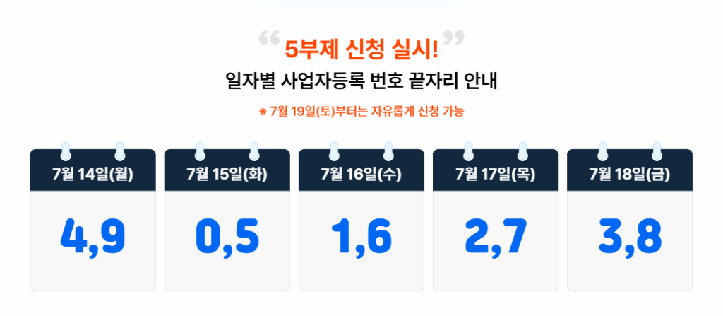 5부제신청 실시