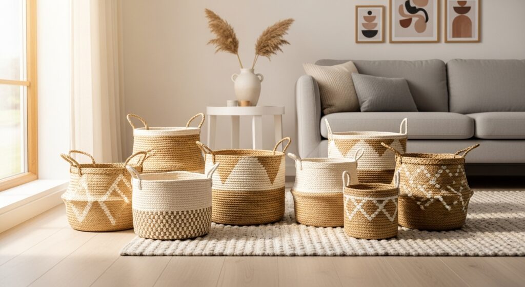 hand woven storage baskets